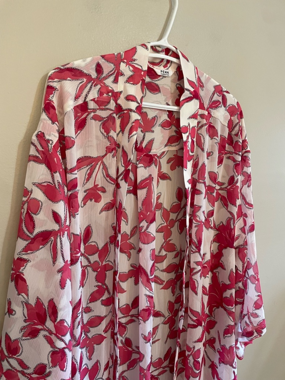 Penningtons White & Pink Floral Open-Front Kimono – Plus Size 4X/5X NWoT - Picture 4 of 14